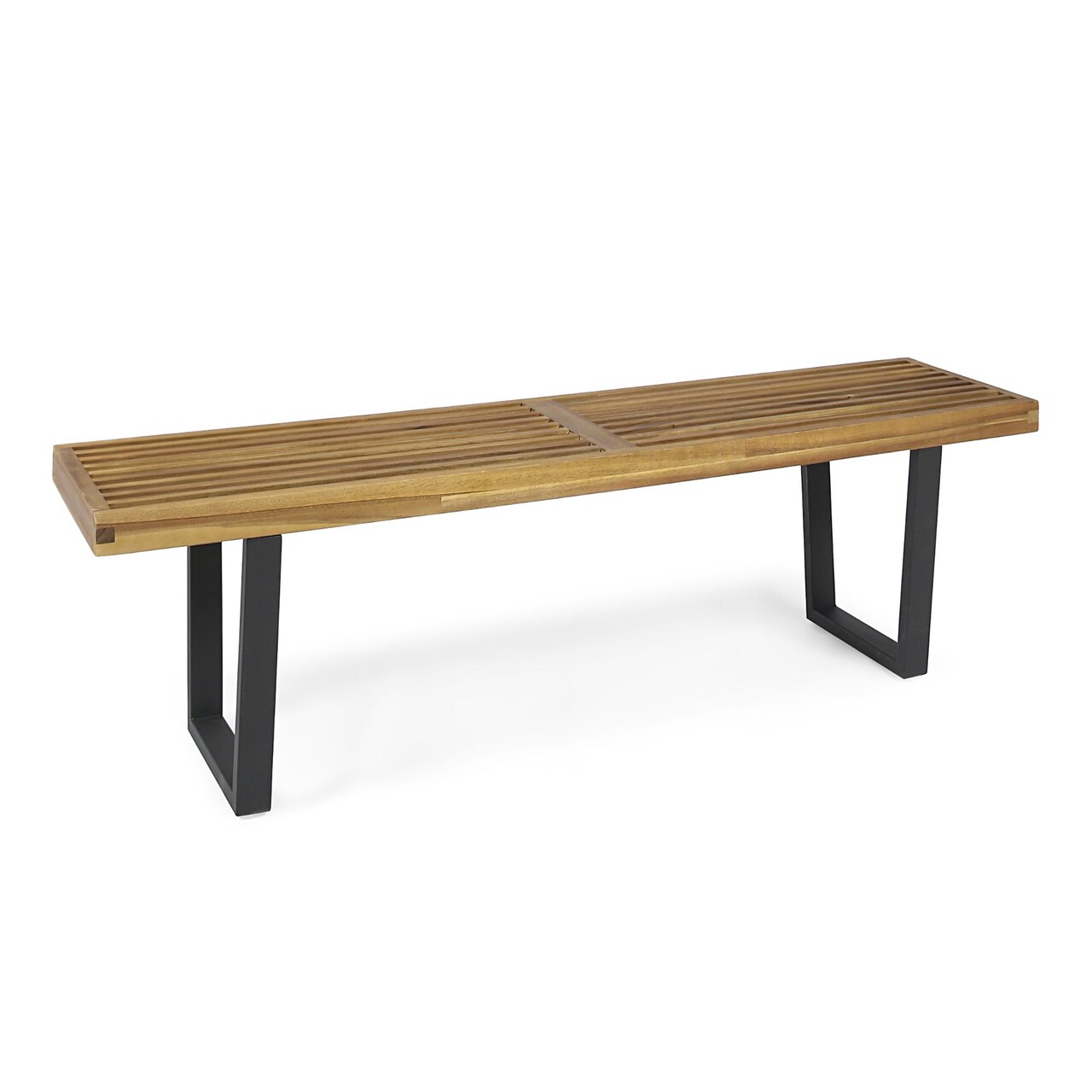 Contemporary Home Living 61.75" Brown and Black Contemporary Outdoor Patio Dining Bench
